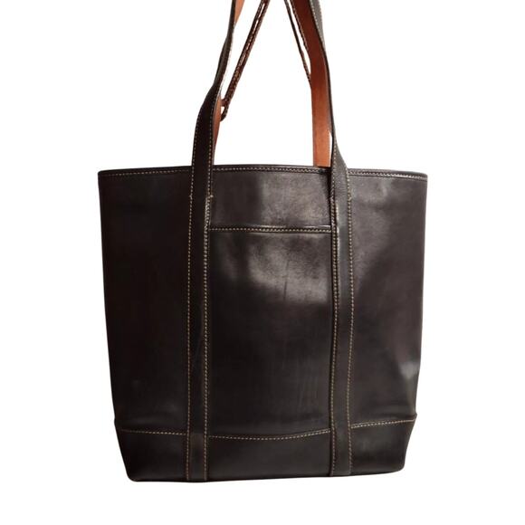 VTG Coach Black & Brown Leather Gallery Tote Designer Shoulder Bag F3X-5187 - Picture 1 of 16